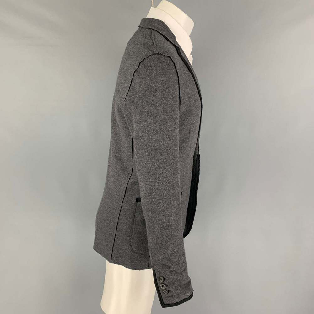LANVIN Dark Gray Black Heather Wool Blend Notch Lapel Sport Coat - Picture 3 of 8
